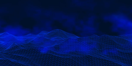 abstract banner with an abstract wireframe landscape design