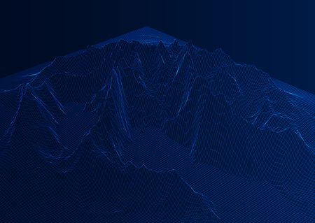 abstract background with a wireframe landscape designのイラスト素材