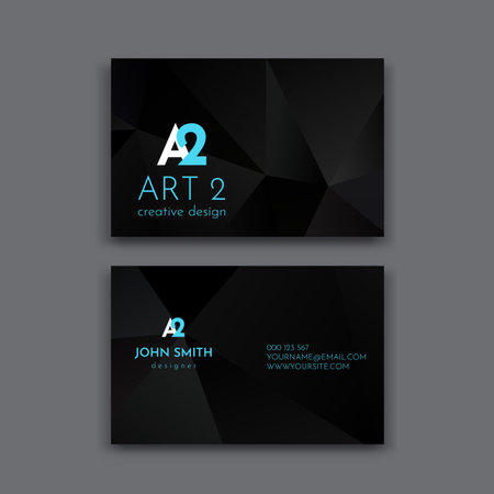 Business card template with an abstract low poly designのイラスト素材