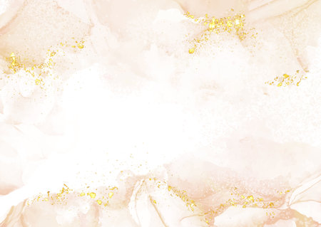 Elegant gold hand painted alcohol ink background design with glittery elementsのイラスト素材