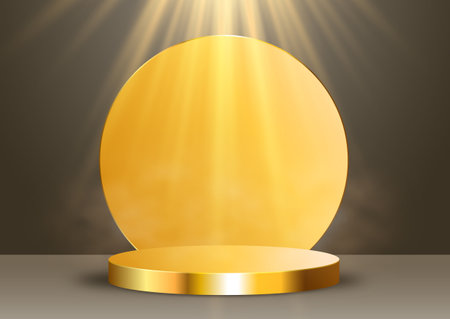 Podium display background with spotlights shining downのイラスト素材