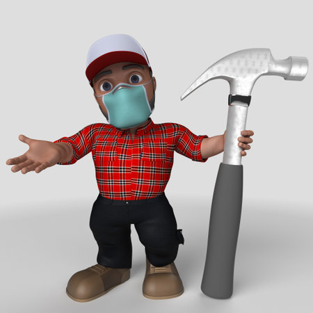 3D Render of Cartoon Lumberjack Characterの写真素材