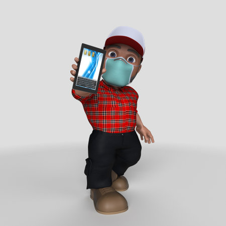 3D Render of Cartoon Lumberjack Characterの写真素材