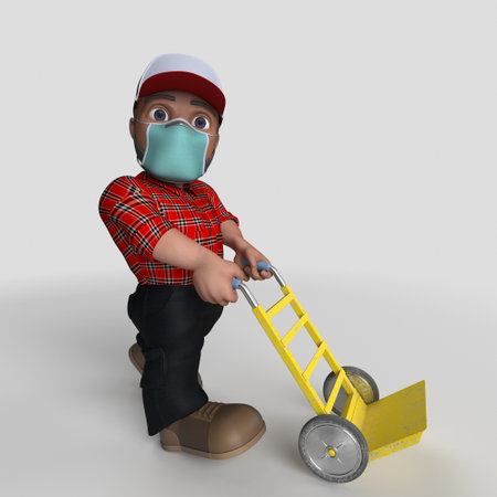 3D Render of Cartoon Lumberjack Characterの写真素材