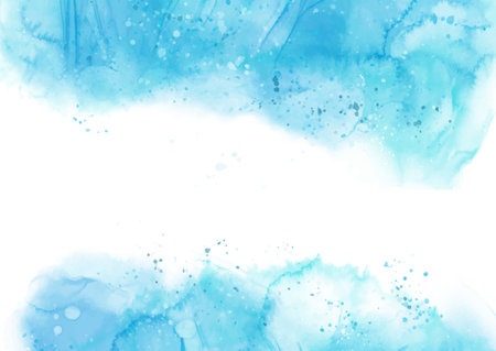 Abstract hand painted watercolour background in shades of blueのイラスト素材