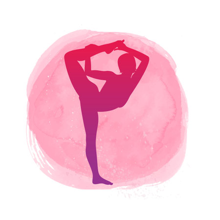 Silhouette of a gymnast on a watercolour circle desigのイラスト素材