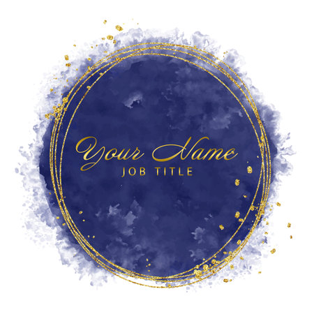 Decorative hand painted elegant watercolor logo design with glittery gold elementsのイラスト素材
