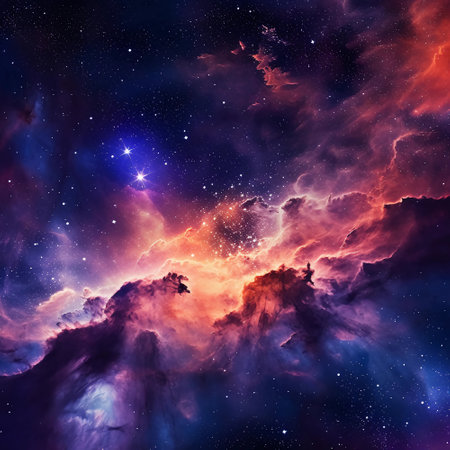 Abstract background of a space sky with nebula and stars - generative aiの素材
