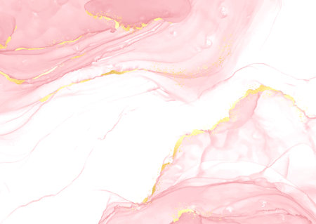 Elegant hand painted alcohol ink background with glittery gold elementsのイラスト素材
