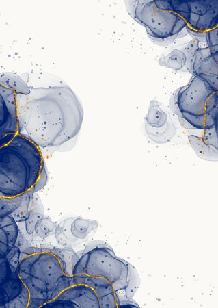 Elegant hand painted alcohol ink background with gold glitter elementsのイラスト素材