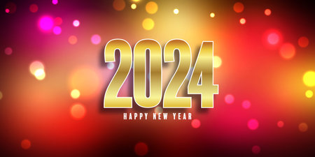 Happy New Year banner with bokeh lights design