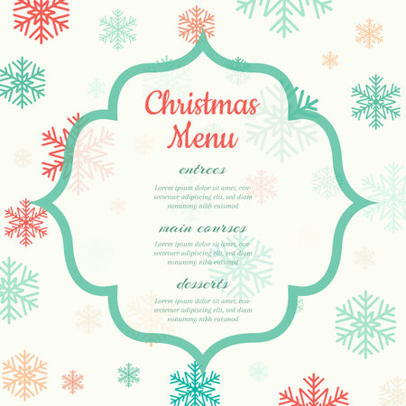 Cute christmas menu background with a snowflake designのイラスト素材