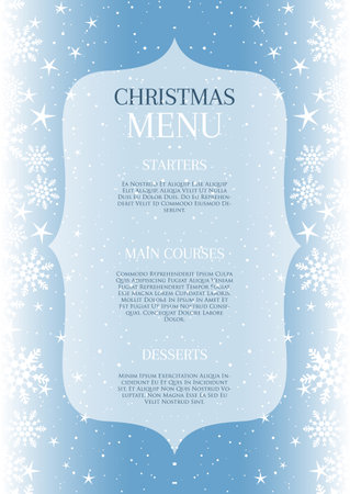 Christmas menu design with a snowflake and stars borderのイラスト素材