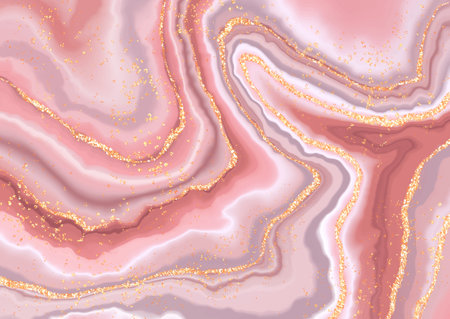 elegant abstract liquid marble effect background with gold glitter elementsのイラスト素材
