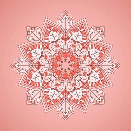 Elegant background with a decorative mandala design in pastel pink coloursのイラスト素材
