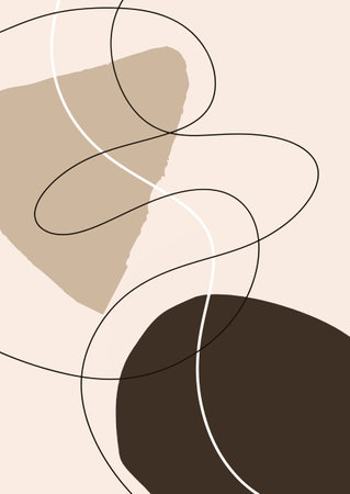 abstract minimal hand drawn hand drawn Scandi style wall art designのイラスト素材