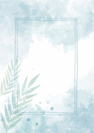 Hand painted watercolour background with a leaf designのイラスト素材