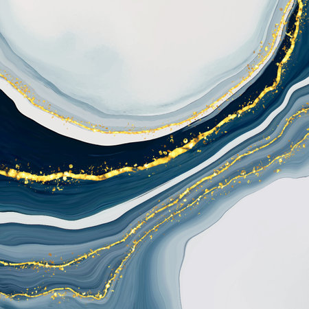 Abstract liquid marble effect background with gold foil elementsのイラスト素材