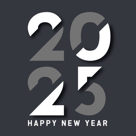 Modern Happy New Year background with a minimal typography design