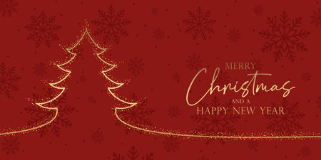 Elegant Christmas banner with a glittery tree designのイラスト素材
