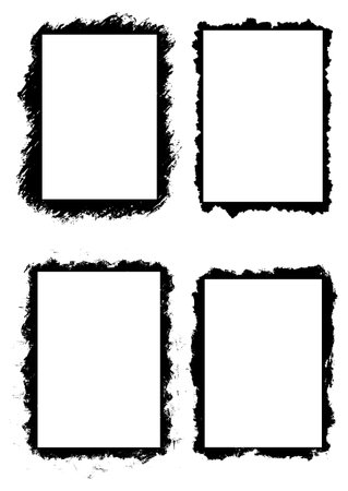 Collection of detailed grunge style ink bordersのイラスト素材