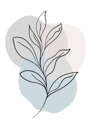 Hand drawn Scandi style floral wall art design backgroundのイラスト素材