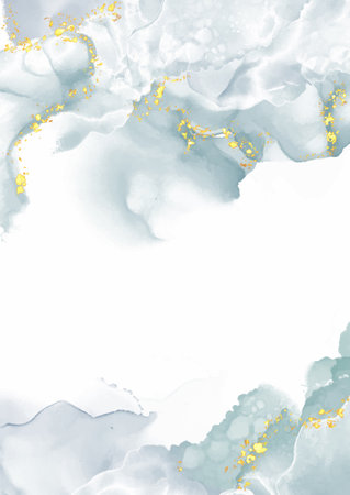 Elegant hand painted alcohol ink background with gold glitter elementsのイラスト素材