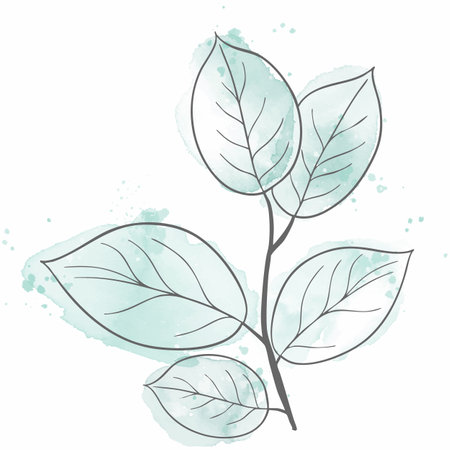 Hand painted watercolour background of minimal leaves designのイラスト素材