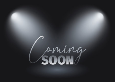 Coming soon background design with lettering under spotlightsのイラスト素材
