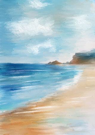 Abstract minimal hand painted beach landscape backgroundのイラスト素材