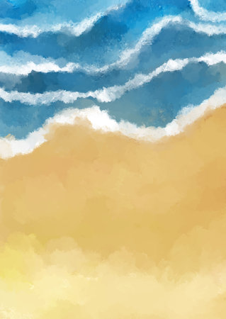 Hand painted abstract beach landscape background designのイラスト素材