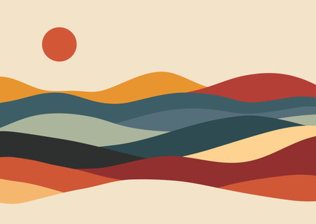 Abstract background with a minimal landscape designのイラスト素材