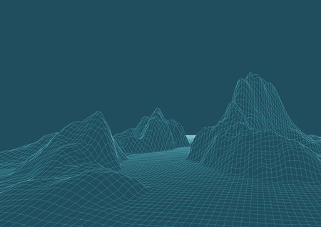 Low poly background with an abstract wireframe landscape designのイラスト素材