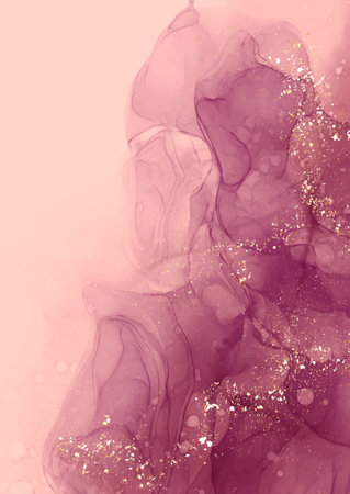Elegant hand painted alcohol ink background with gold glitter elementsのイラスト素材