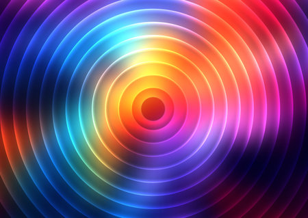 Rainbow coloured background with a circular rippled texture designのイラスト素材