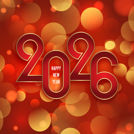 Happy New Year background with a red and gold bokeh lights designのイラスト素材