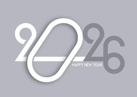 Happy New Year with a minimal modern text designのイラスト素材