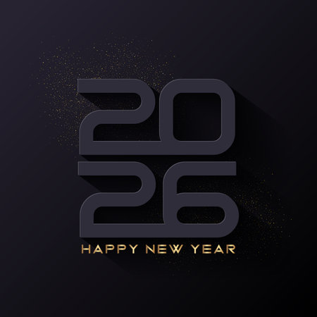 Modern Happy New Year background with text design and gold glitterのイラスト素材