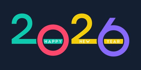 Modern colourful text Happy New Year banner design