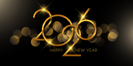 Happy New Year banner with a luxury gold numbers designのイラスト素材