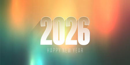 Happy New Year banner with a simple numbers design on a vintage gradient background