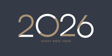 Minimal numbers design for a Happy New Year bannerのイラスト素材