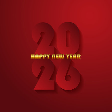 Minimal Happy New Year background with a red and gold designのイラスト素材