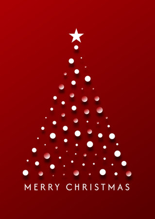 Christmas background with a minimal tree design on redのイラスト素材