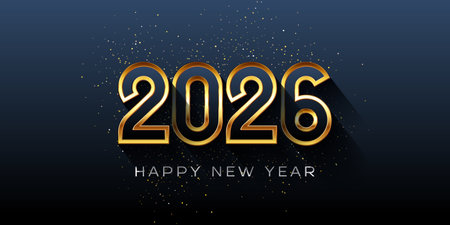 Elegant Happy New Year banner with a gold numbers designのイラスト素材