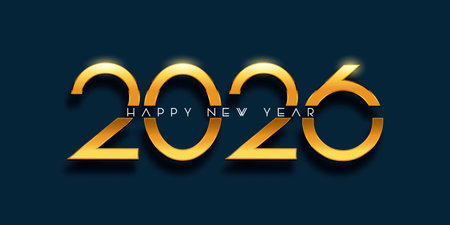 Decorative Happy New Year banner with a golden numbers minimal designのイラスト素材