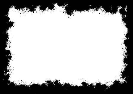 Hand painted grunge style border design in black and whiteのイラスト素材