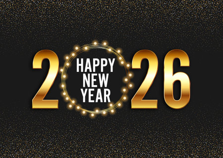 Happy New Year background with a gold glittery designのイラスト素材