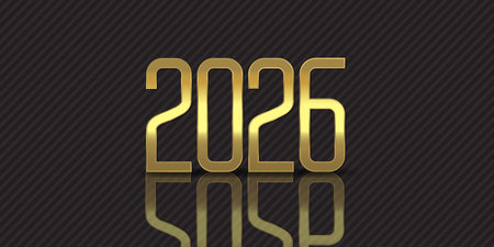 Minimal modern Happy New Year banner with a gold coloured text designのイラスト素材