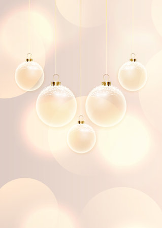 Christmas background with a hanging glass baubles designのイラスト素材